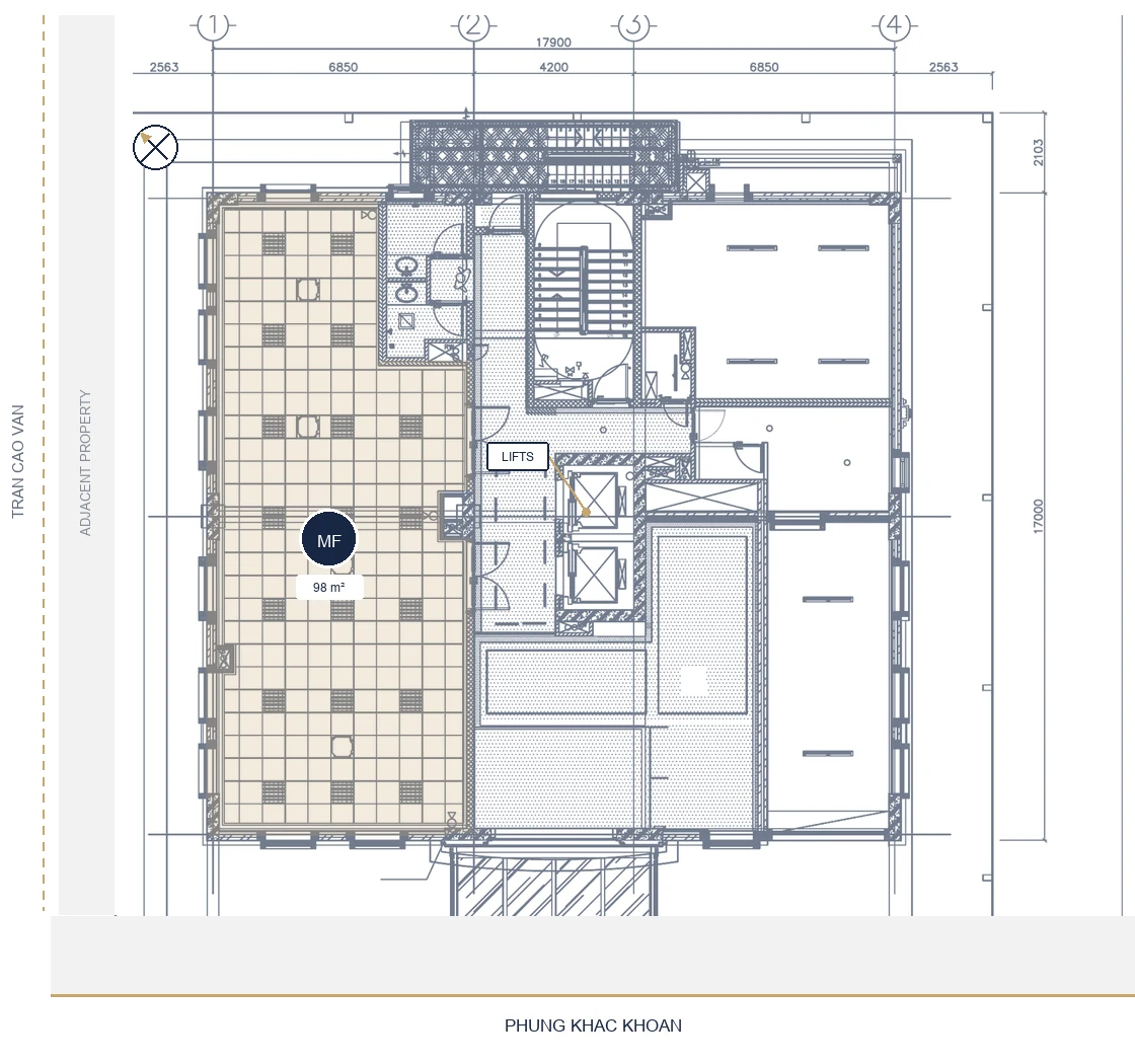 Mezzanine office floor plan at Lafayette De Saigon