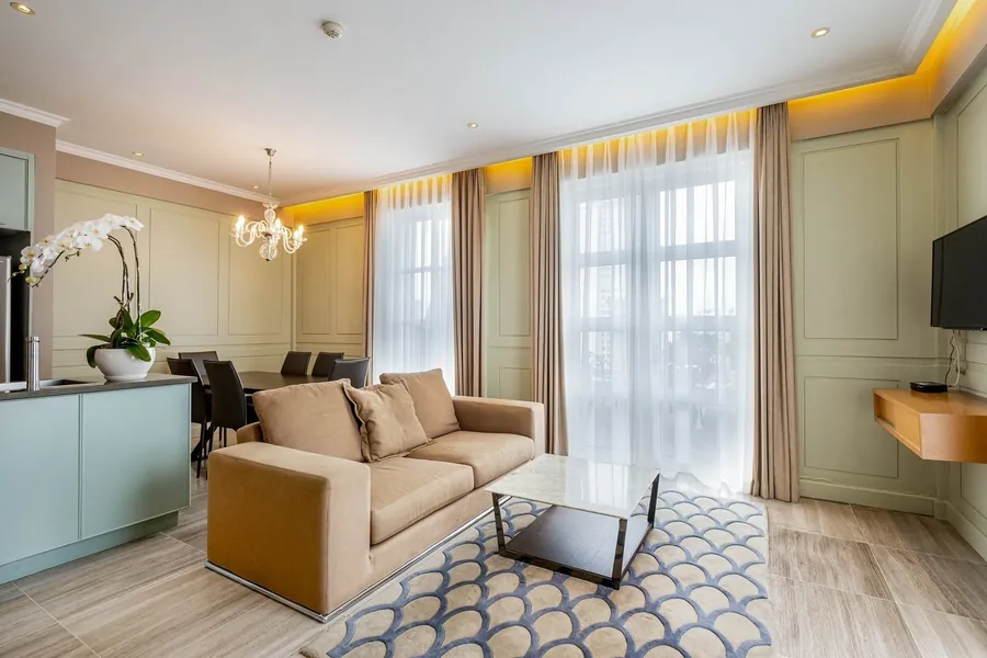 Serviced apartment living area at Lafayette De Saigon